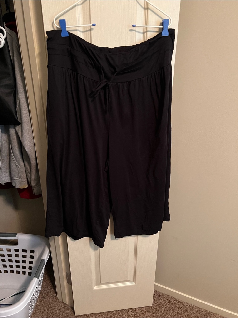 Active USA Wide-Leg Black Drawstring Waist Pants